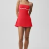 Airbrush Streamlined Dress - Bright Red/White