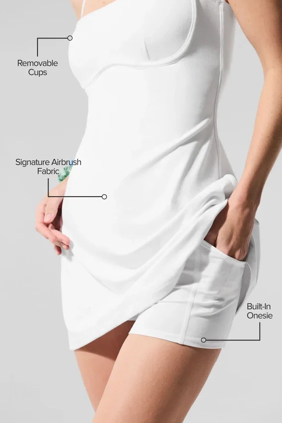 Airbrush Streamlined Dress - White/White