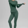 Airbrush Winter Warm High-Waist Nocturne Legging - Clover Green