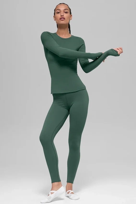 Airbrush Winter Warm High-Waist Nocturne Legging - Clover Green