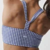 Airlift Gingham Sleek Bra Tank - Navy Gingham