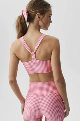 Airlift Gingham Sleek Bra Tank – Paradise Pink Gingham