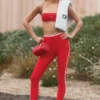 Airlift High Waist Charger 7/8 Legging - Bright Red/White