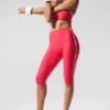 Airlift High-Waist Super Sleek Contrast Capri - Candy Red/White