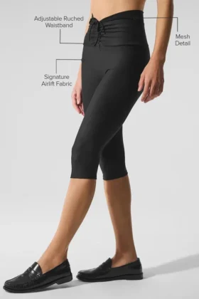 Airlift Mesh High-Waist Divine Capri – Black