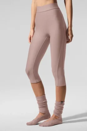 Airlift Mesh High-Waist Just Right Capri – Taupe