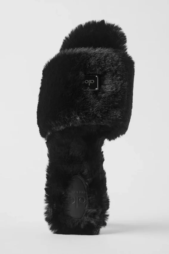 Alo Classico Faux Fur Sandal - Black