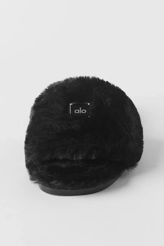 Alo Classico Faux Fur Sandal - Black