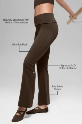 Alo Softsculpt 7/8 Foldover Flare Legging – Espresso