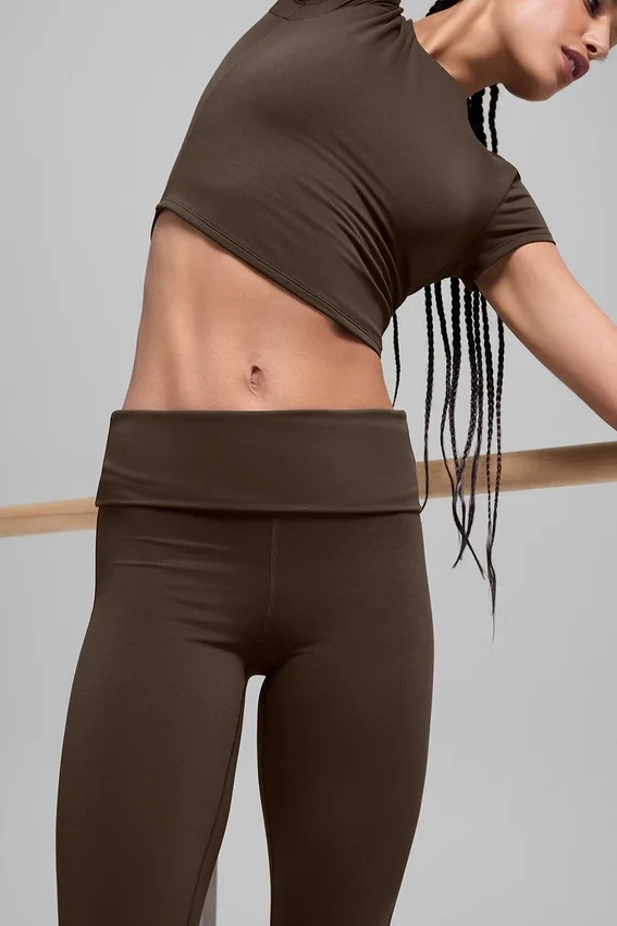 Alo Softsculpt 7/8 Foldover Flare Legging - Espresso