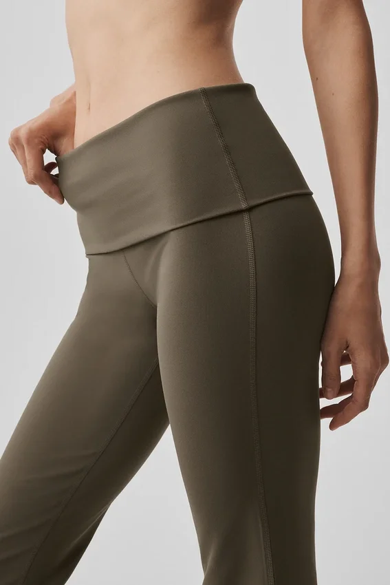 Alo Softsculpt 7/8 Foldover Flare Legging - Olive Tree