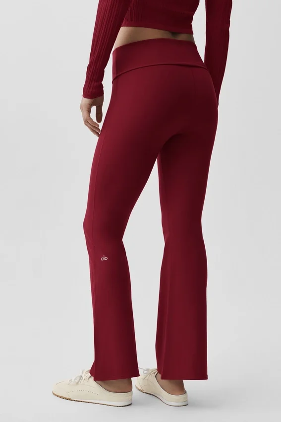 Alo Softsculpt 7/8 Foldover Flare Legging - Summer Romance Red
