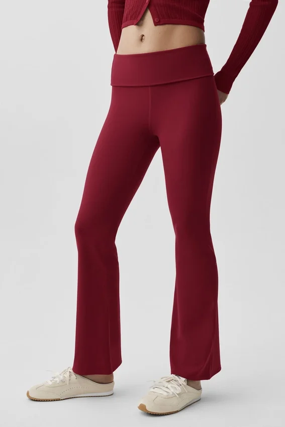 Alo Softsculpt 7/8 Foldover Flare Legging - Summer Romance Red