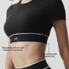 Alo Softsculpt Amp It up Short Sleeve Bra - Black