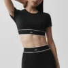 Alo Softsculpt Amp It up Short Sleeve Bra - Black