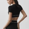 Alo Softsculpt Amp It up Short Sleeve Bra - Black