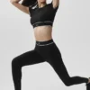 Alo Softsculpt Amp It up Short Sleeve Bra - Black