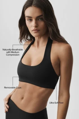 Alo Softsculpt Feel the Heat Halter Bra – Black