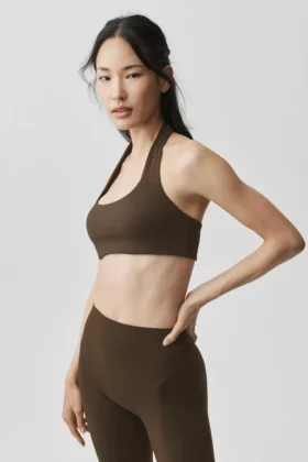 Alo Softsculpt Feel the Heat Halter Bra - Espresso