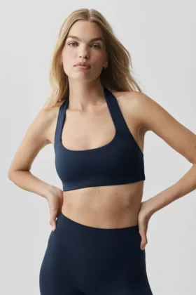 Alo Softsculpt Feel the Heat Halter Bra - Navy