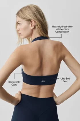 Alo Softsculpt Feel the Heat Halter Bra – Navy