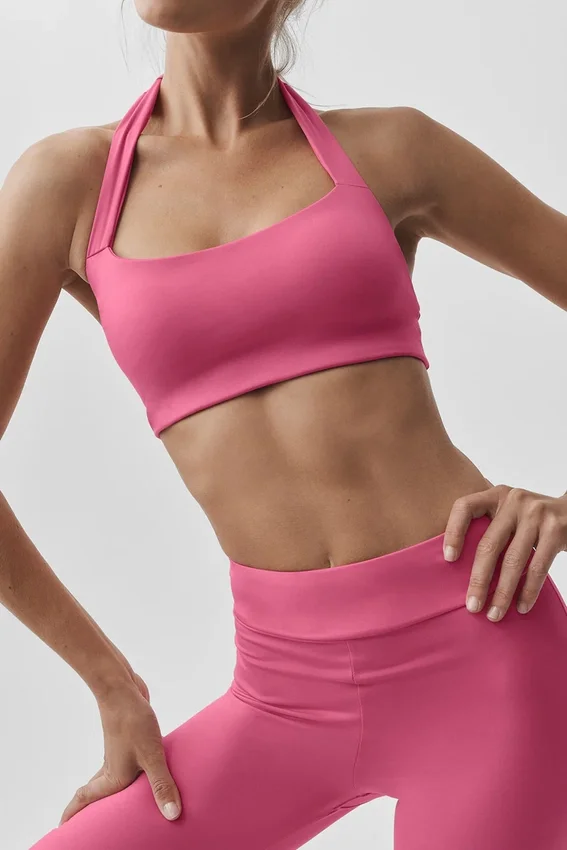 Alo Softsculpt Feel the Heat Halter Bra - Paradise Pink