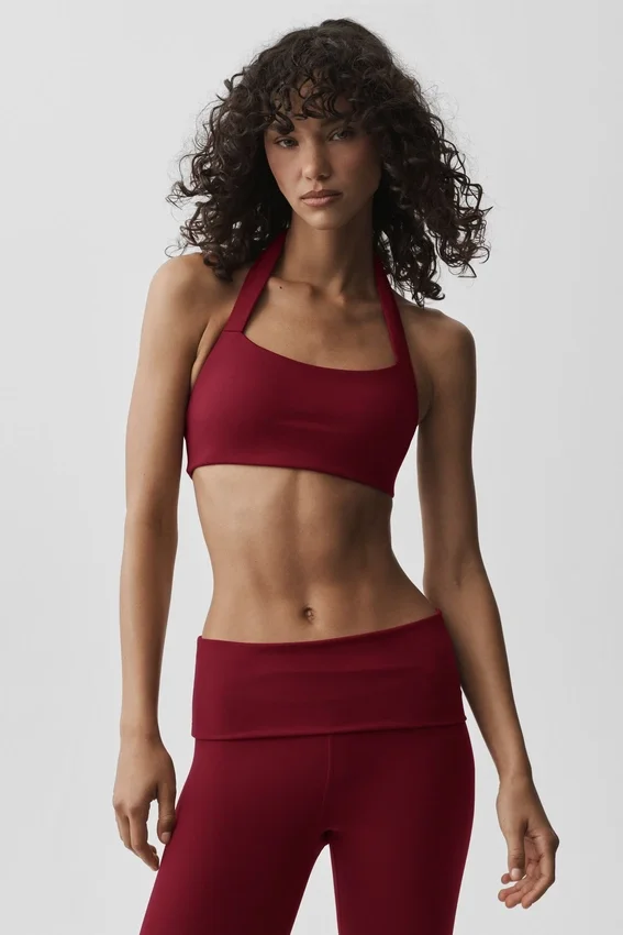 Alo Softsculpt Feel the Heat Halter Bra - Summer Romance Red