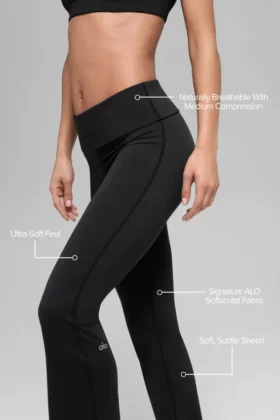 Alo Softsculpt Foldover Flare Legging – Black