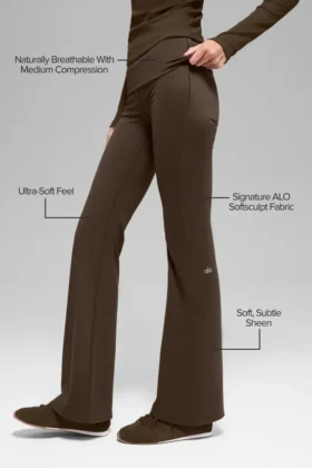Alo Softsculpt Foldover Flare Legging – Espresso