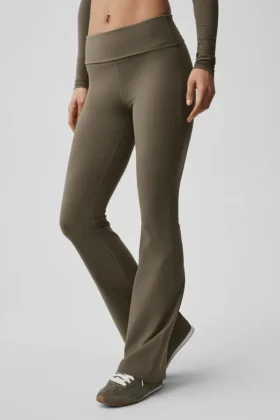 Alo Softsculpt Foldover Flare Legging - Olive Tree