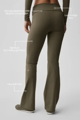 Alo Softsculpt Foldover Flare Legging – Olive Tree