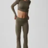 Alo Softsculpt Foldover Flare Legging - Olive Tree