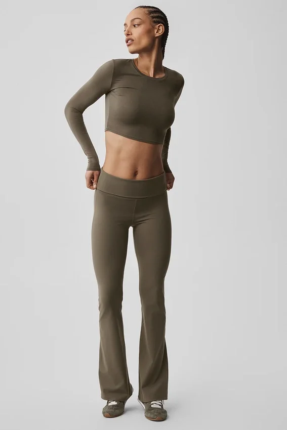 Alo Softsculpt Foldover Flare Legging - Olive Tree