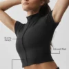 Alo Softsculpt Full Zip Short Sleeve - Black