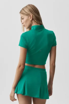 Alo Softsculpt Full Zip Short Sleeve – Emerald Isle