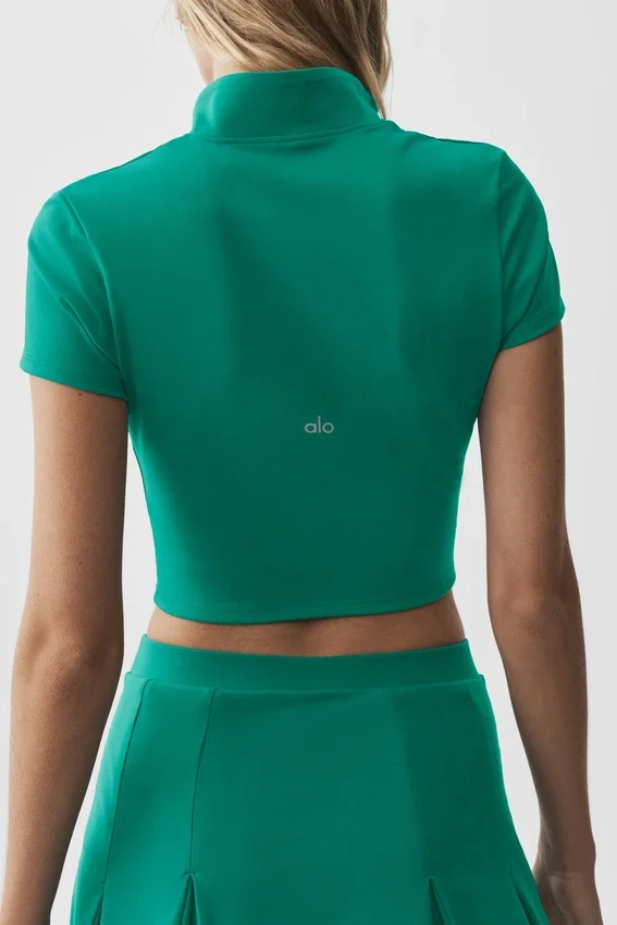 Alo Softsculpt Full Zip Short Sleeve - Emerald Isle