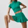 Alo Softsculpt Full Zip Short Sleeve - Emerald Isle