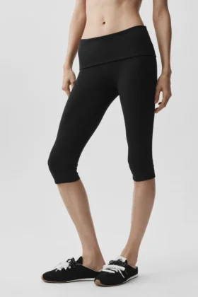 Alo Softsculpt Low-Rise Foldover Capri - Black