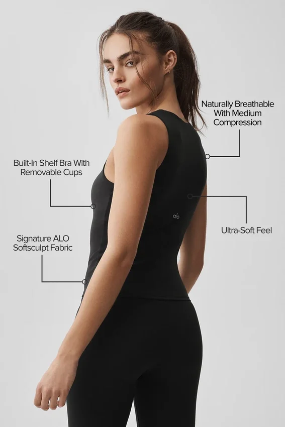 Alo Softsculpt No Nonsense Bra Tank - Black