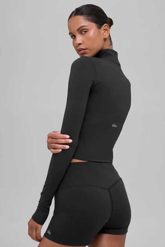 Alo Softsculpt Precision 1/4 Zip Long Sleeve - Black