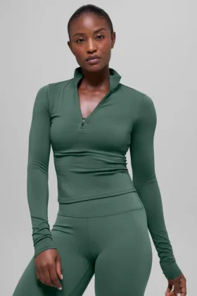 Alo Softsculpt Precision 1/4 Zip Long Sleeve - Clover Green