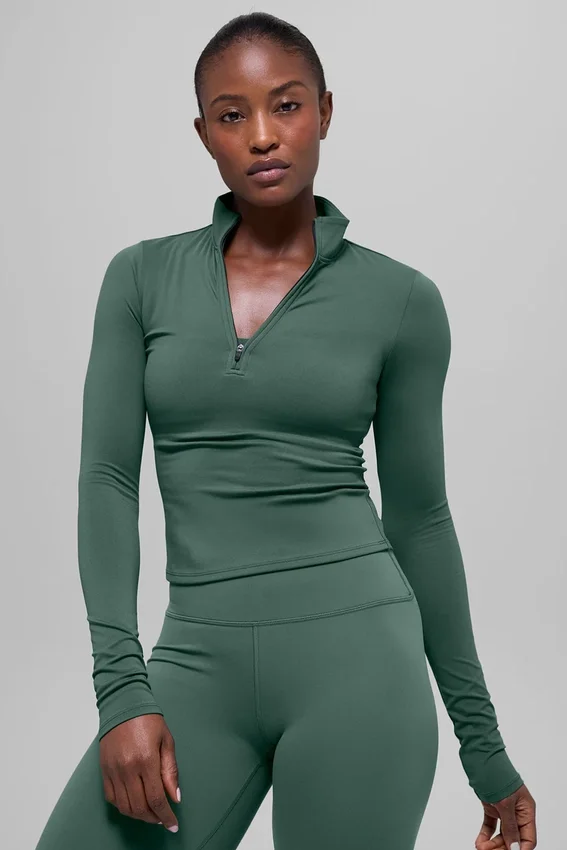 Alo Softsculpt Precision 1/4 Zip Long Sleeve - Clover Green
