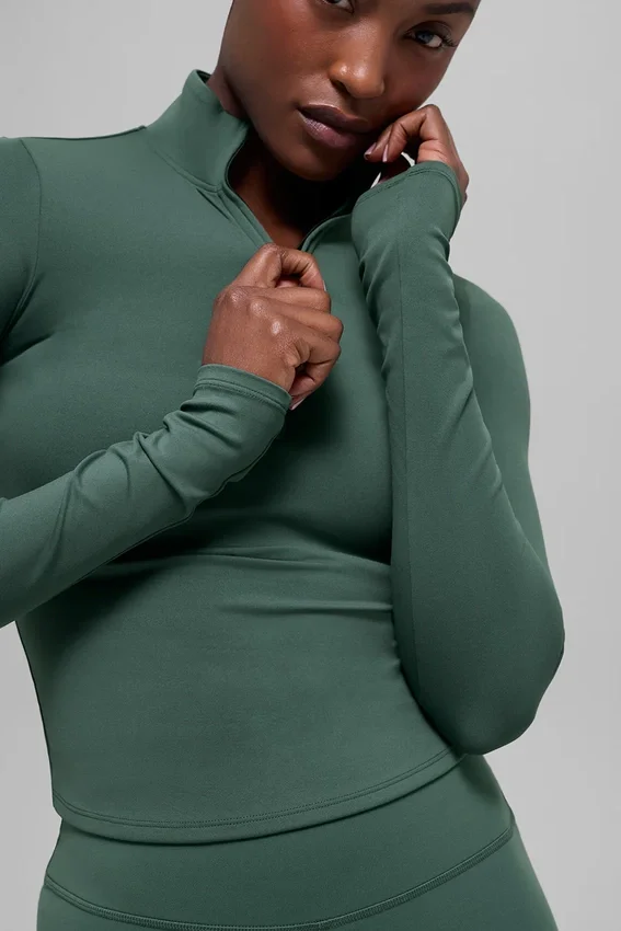 Alo Softsculpt Precision 1/4 Zip Long Sleeve - Clover Green