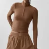 Alo Softsculpt Precision 1/4 Zip Long Sleeve - Sun Kissed Brown