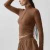 Alo Softsculpt Precision 1/4 Zip Long Sleeve - Sun Kissed Brown