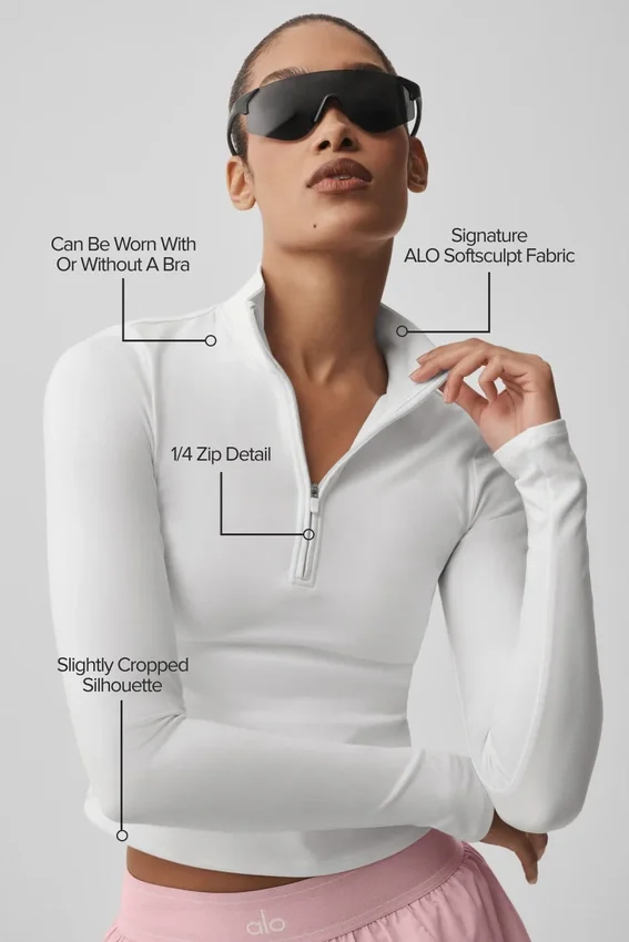 Alo Softsculpt Precision 1/4 Zip Long Sleeve - White