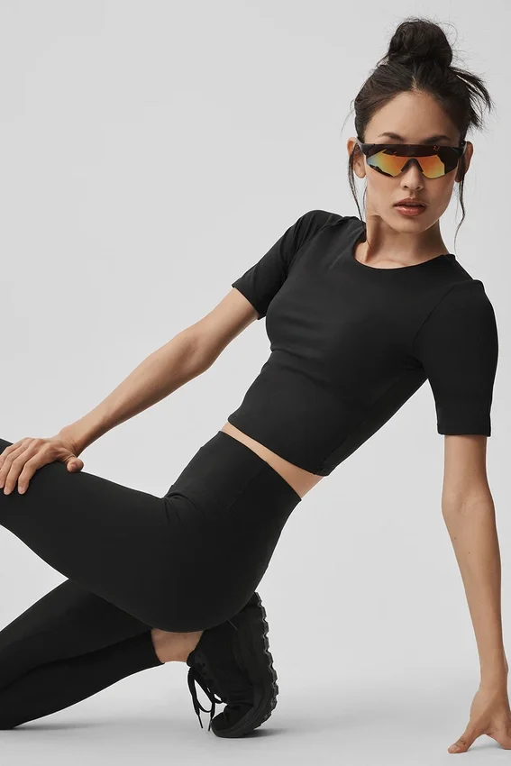 Alo Softsculpt Precision Half Sleeve Tee - Black