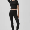 Alo Softsculpt Precision Half Sleeve Tee - Black