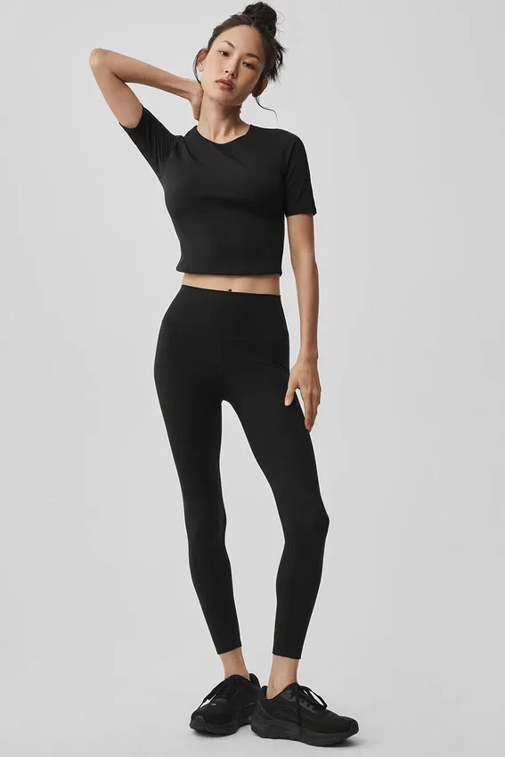 Alo Softsculpt Precision Half Sleeve Tee - Black
