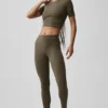 Alo Softsculpt Precision Half Sleeve Tee - Olive Tree